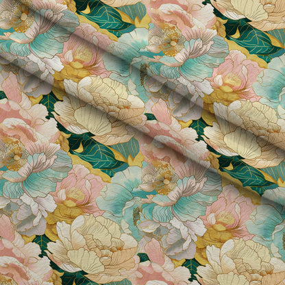 Gilded Peonies Pattern 19 Minky Fabric