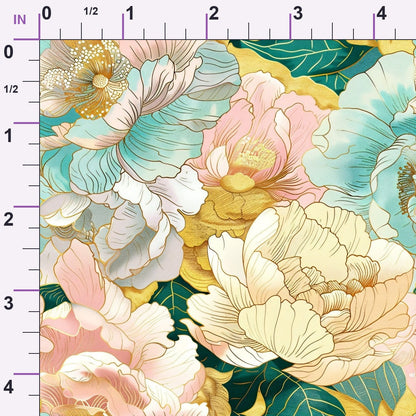 Gilded Peonies Pattern 19 Minky Fabric
