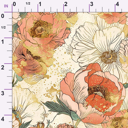 Gilded Peonies Pattern 2 Minky Fabric