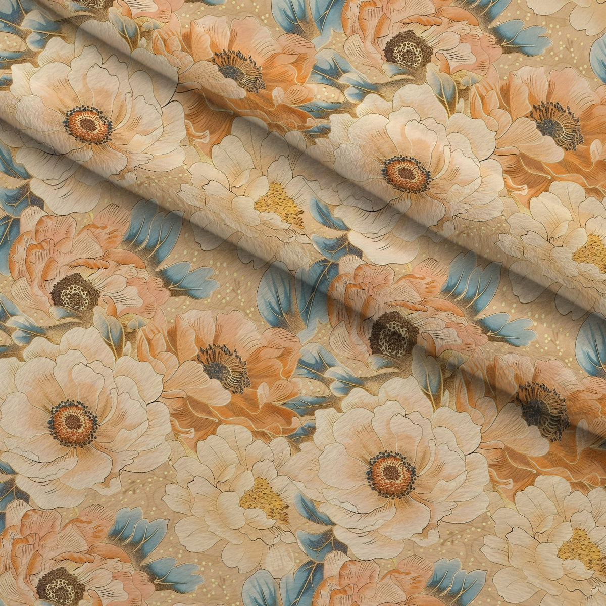 Gilded Peonies Pattern 20 Minky Fabric