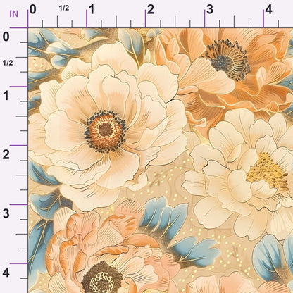 Gilded Peonies Pattern 20 Minky Fabric