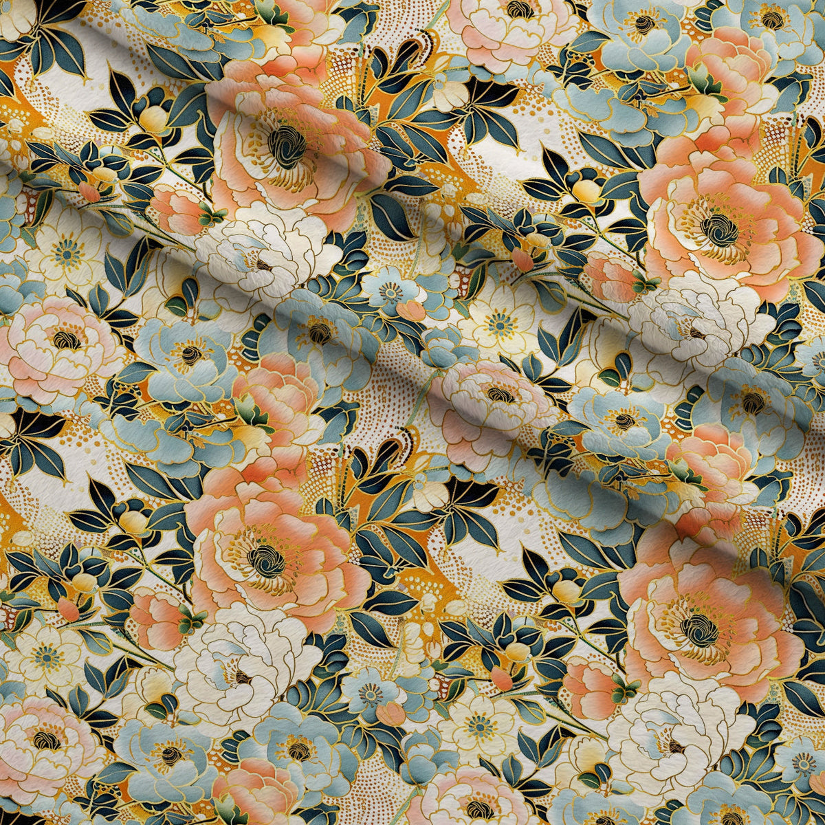 Gilded Peonies Pattern 3 Minky Fabric