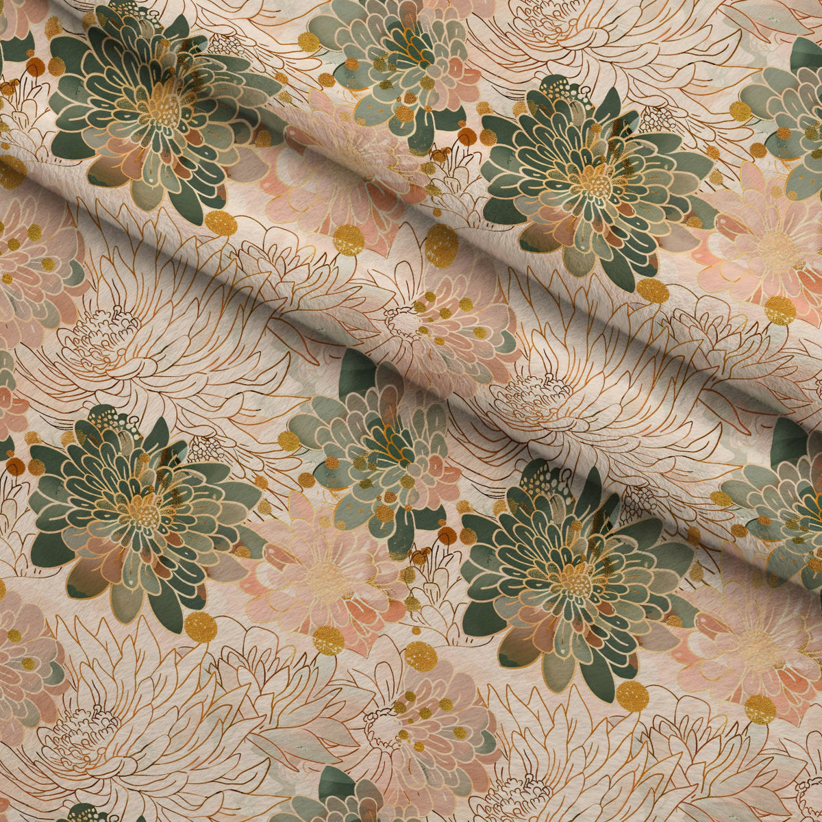 Gilded Peonies Pattern 4 Minky Fabric