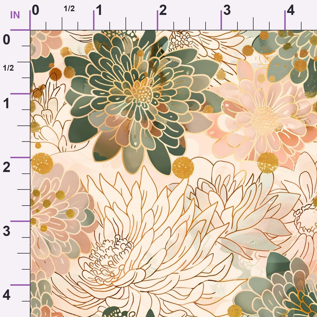 Gilded Peonies Pattern 4 Minky Fabric