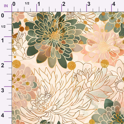 Gilded Peonies Pattern 4 Minky Fabric