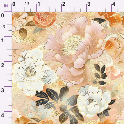 Gilded Peonies Pattern 5 Minky Fabric