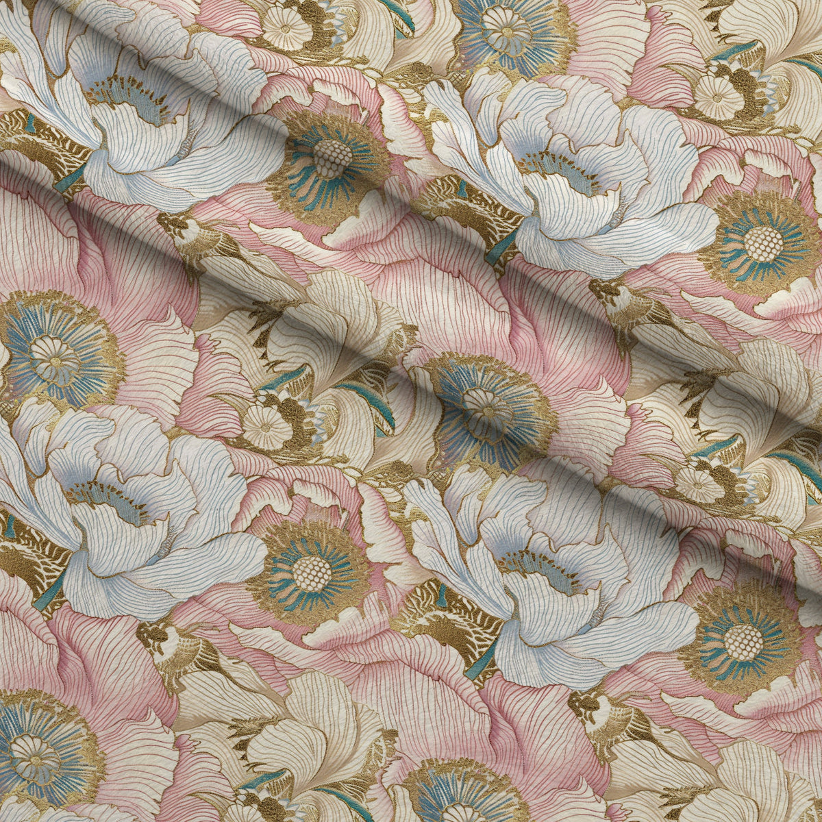 Gilded Peonies Pattern 6 Minky Fabric