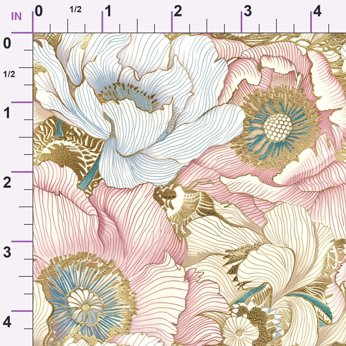 Gilded Peonies Pattern 6 Minky Fabric