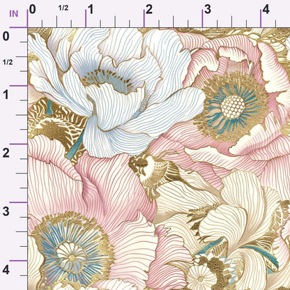 Gilded Peonies Pattern 6 Minky Fabric