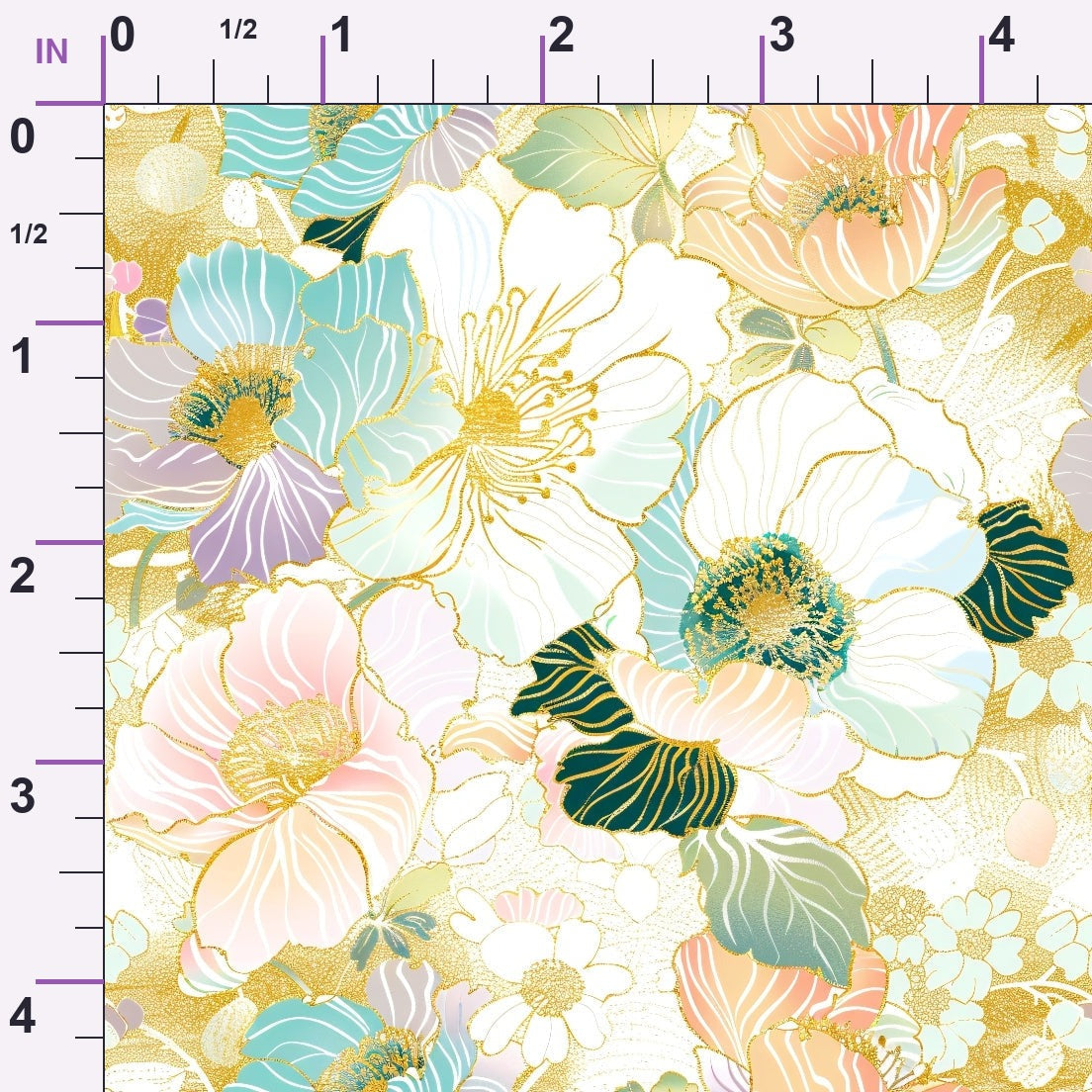 Gilded Peonies Pattern 7 Minky Fabric