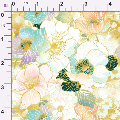 Gilded Peonies Pattern 7 Minky Fabric