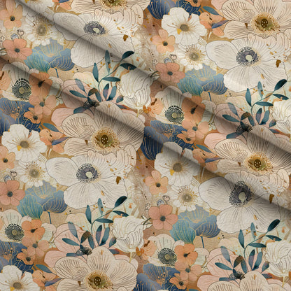 Gilded Peonies Pattern 8 Minky Fabric