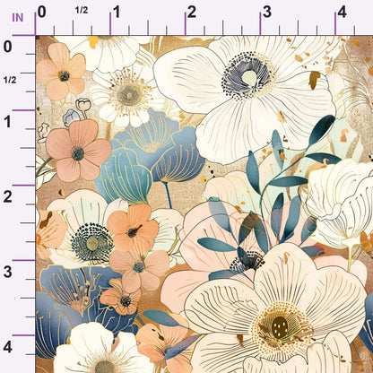 Gilded Peonies Pattern 8 Minky Fabric
