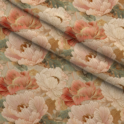 Gilded Peonies Pattern 9 Minky Fabric