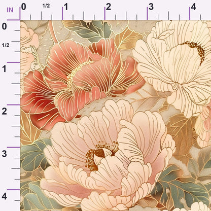 Gilded Peonies Pattern 9 Minky Fabric
