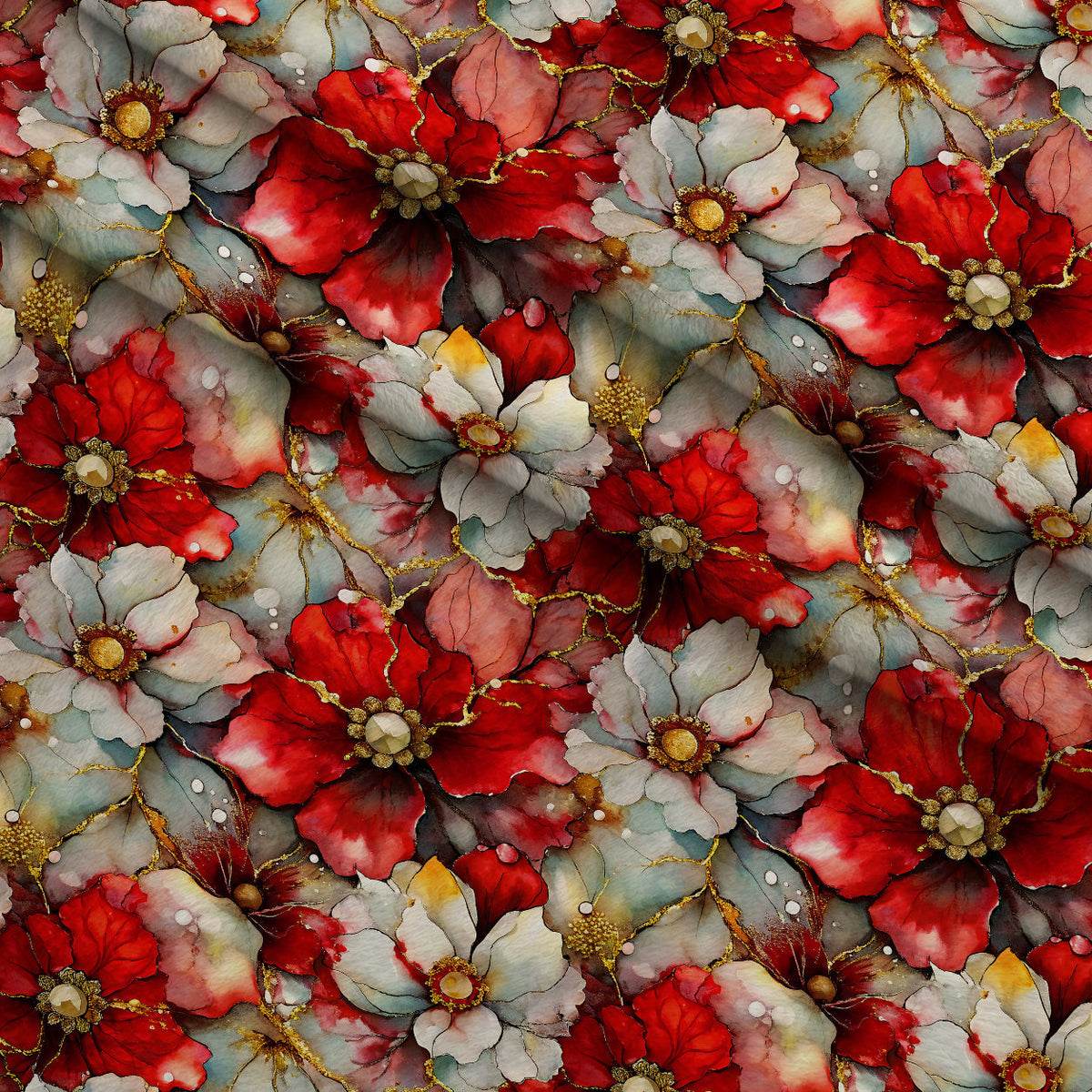 Gilded Poinsettia Reverie Pattern 3 Minky Fabric