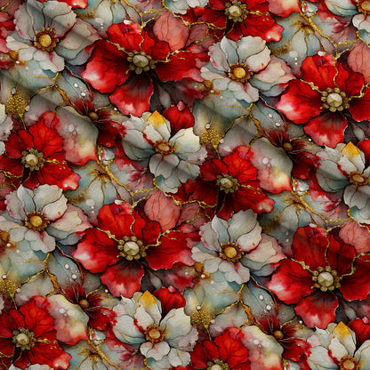 Gilded Poinsettia Reverie Pattern 3 Minky Fabric