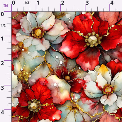 Gilded Poinsettia Reverie Pattern 3 Minky Fabric