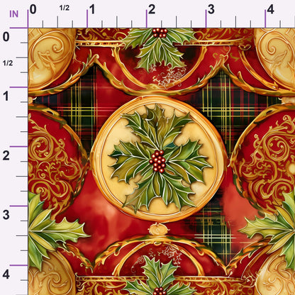 Gilded Tartan Blooms Pattern 1 Minky Fabric