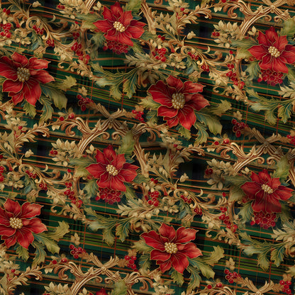 Gilded Tartan Blooms Pattern 10 Minky Fabric