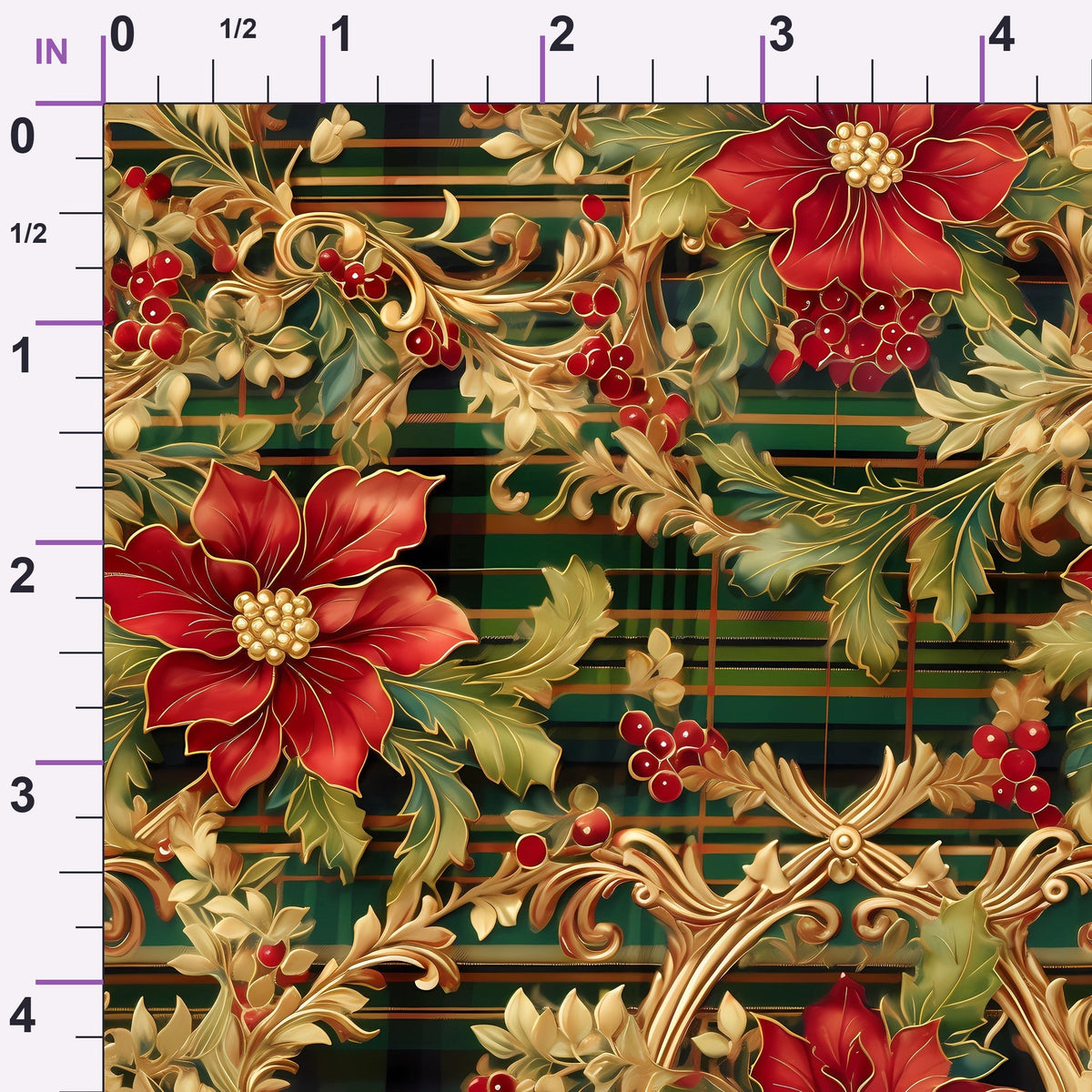 Gilded Tartan Blooms Pattern 10 Minky Fabric