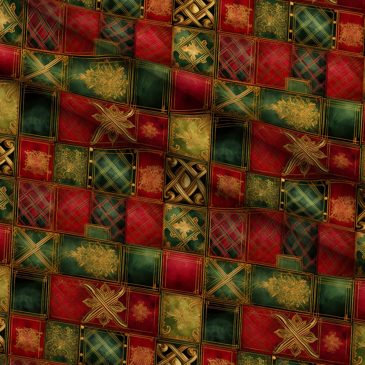 Gilded Tartan Blooms Pattern 11 Minky Fabric
