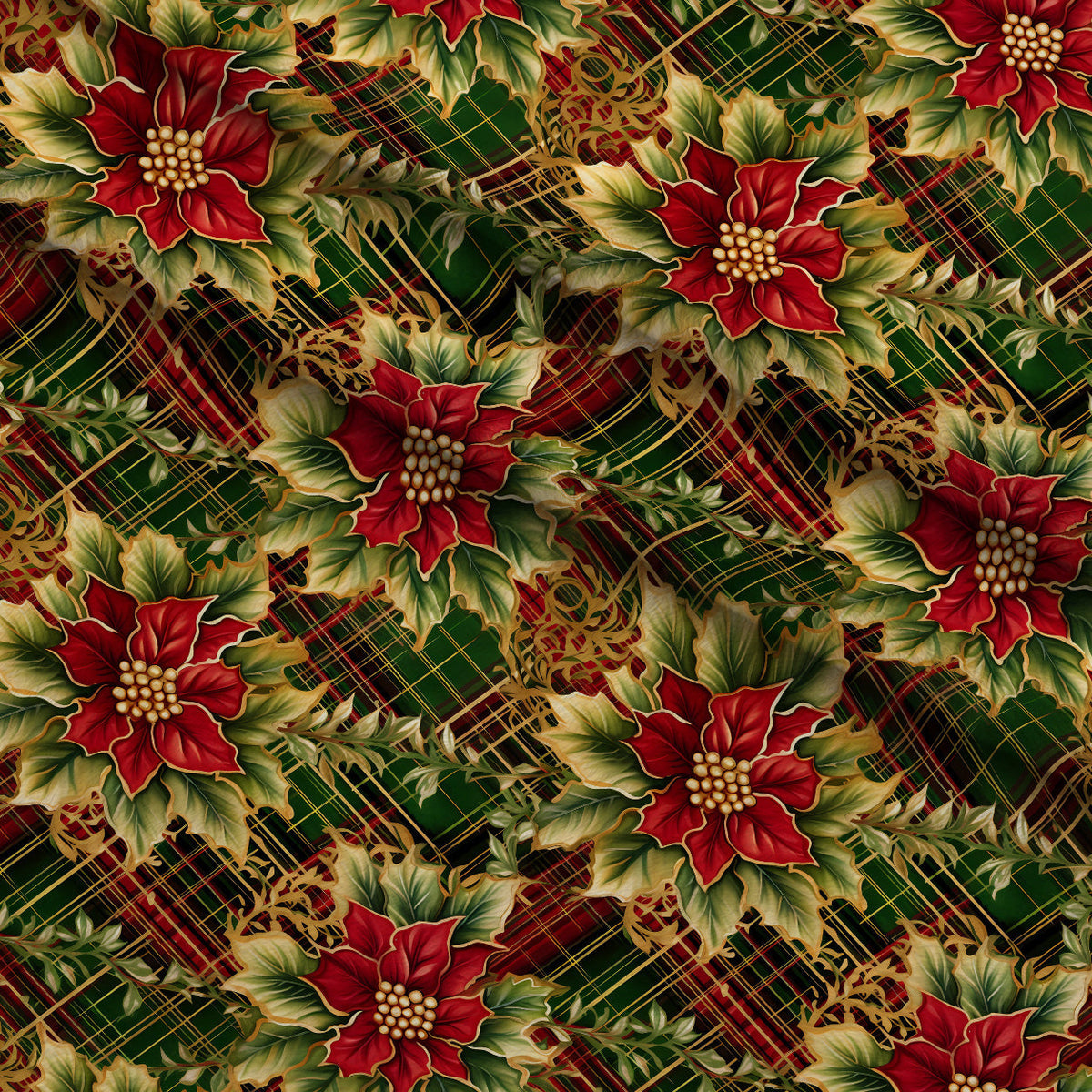 Gilded Tartan Blooms Pattern 12 Minky Fabric