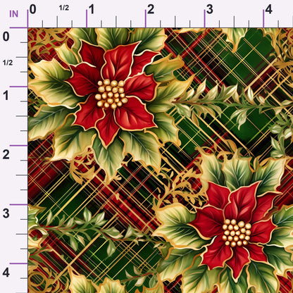 Gilded Tartan Blooms Pattern 12 Minky Fabric