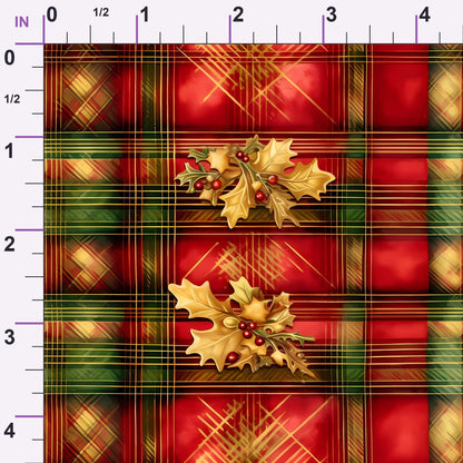 Gilded Tartan Blooms Pattern 14 Minky Fabric