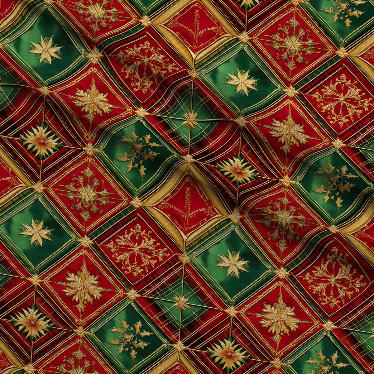 Gilded Tartan Blooms Pattern 18 Minky Fabric