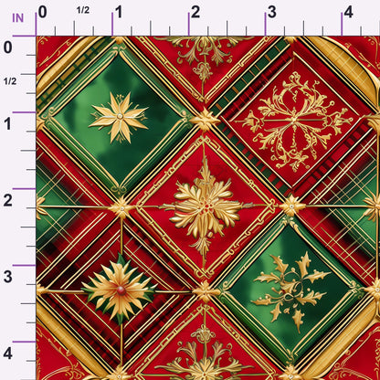 Gilded Tartan Blooms Pattern 18 Minky Fabric