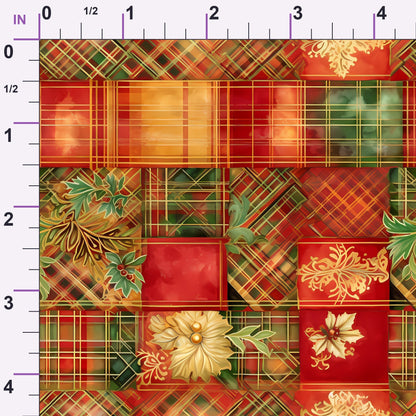 Gilded Tartan Blooms Pattern 19 Minky Fabric