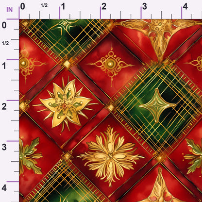 Gilded Tartan Blooms Pattern 5 Minky Fabric