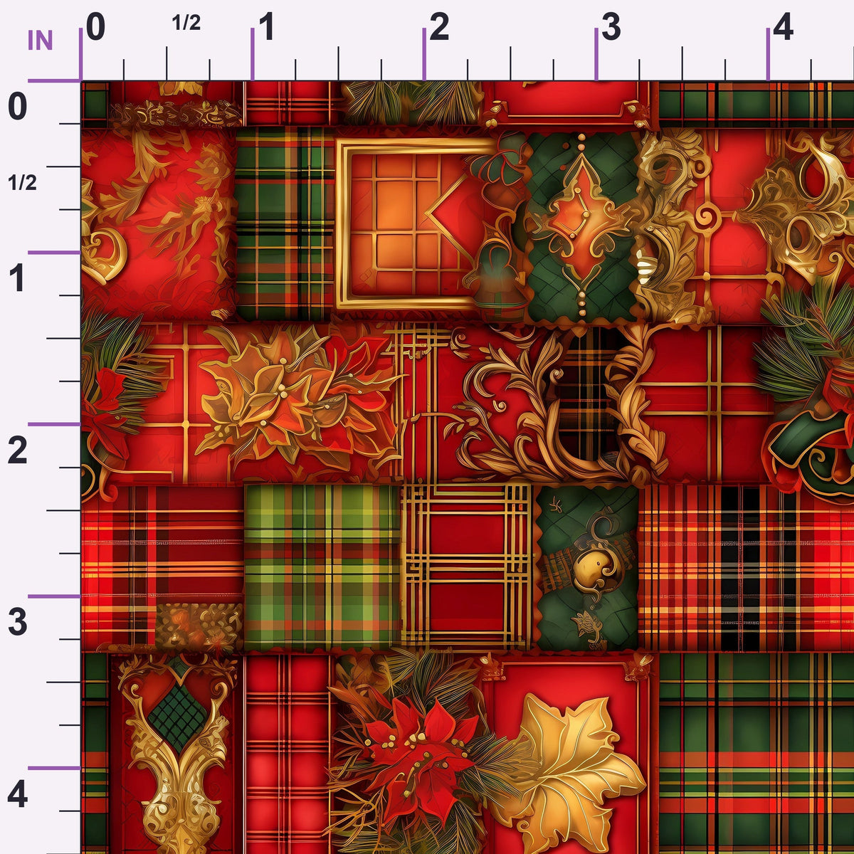 Gilded Tartan Blooms Pattern 6 Minky Fabric