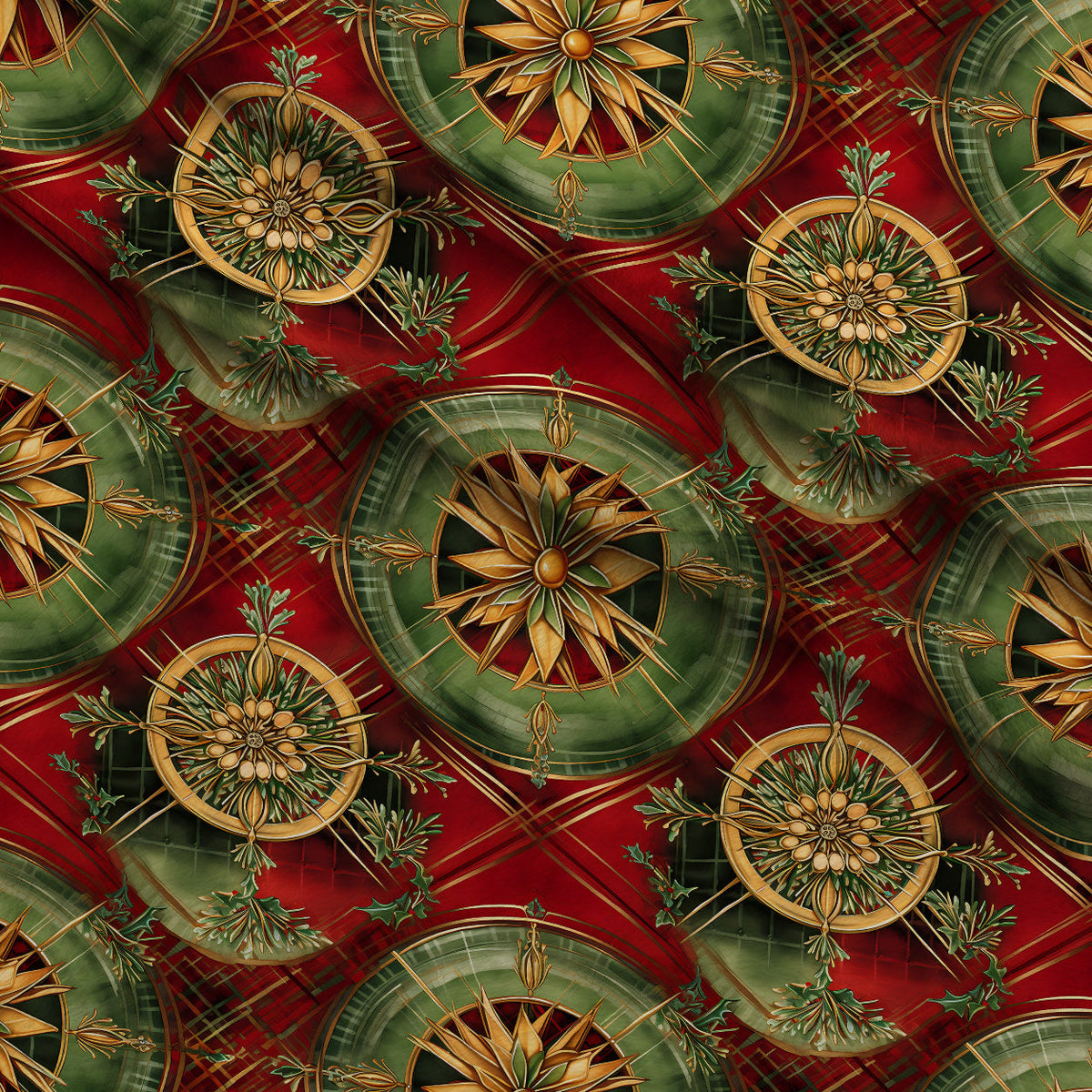 Gilded Tartan Blooms Pattern 7 Minky Fabric