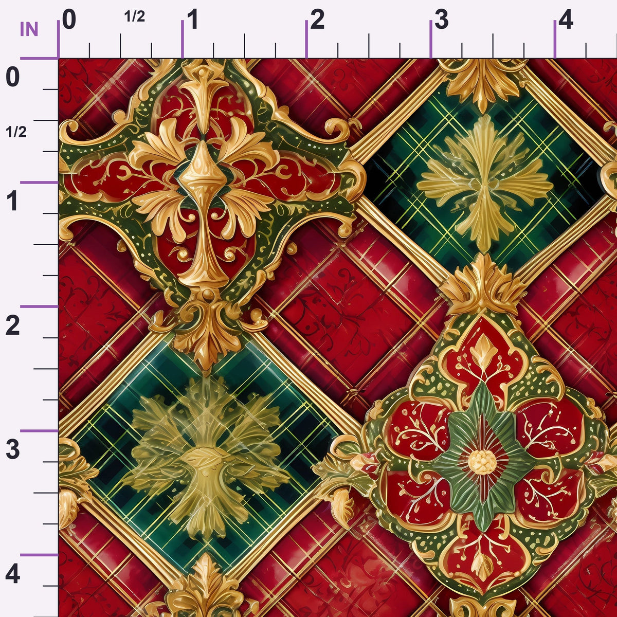 Gilded Tartan Blooms Pattern 9 Minky Fabric