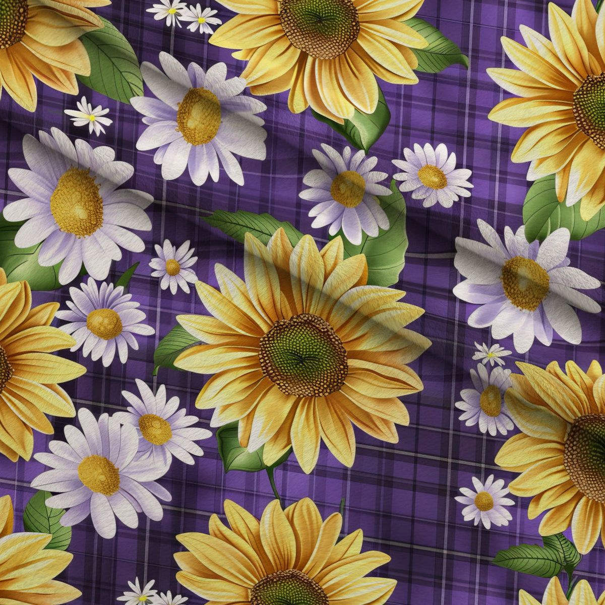 Gingham Daisies Pattern 1 Minky Fabric