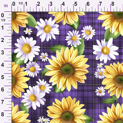 Gingham Daisies Pattern 1 Minky Fabric