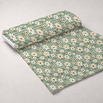 Gingham Daisies Pattern 10 Minky Fabric
