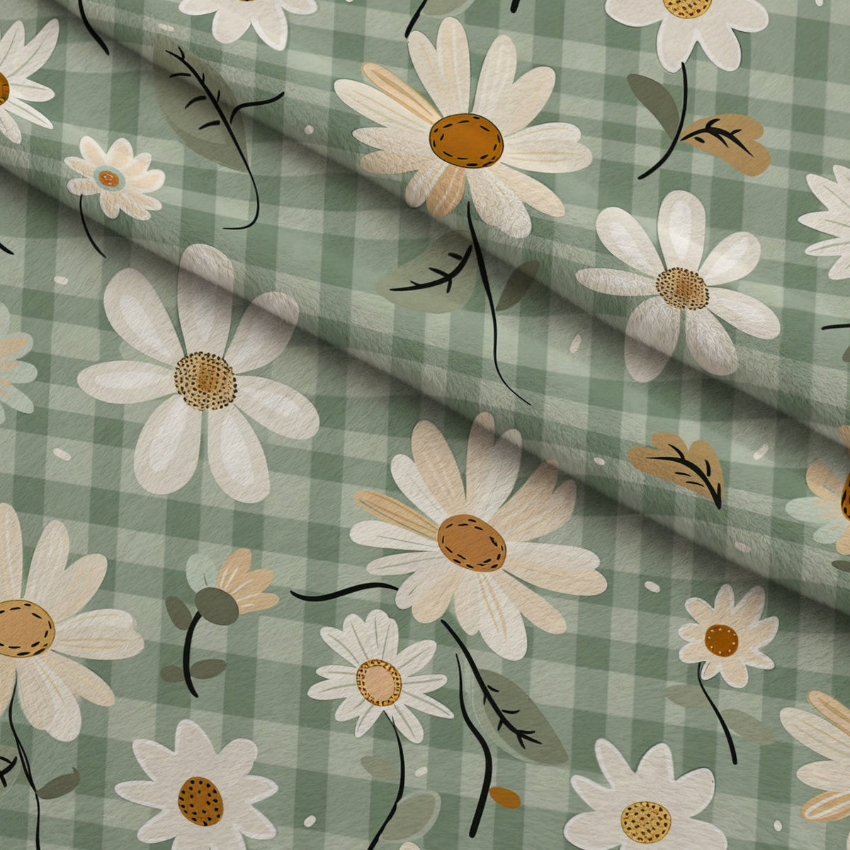 Gingham Daisies Pattern 10 Minky Fabric