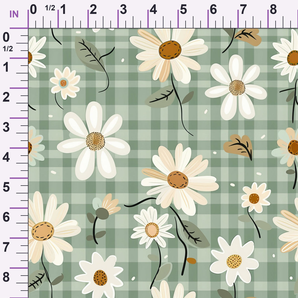 Gingham Daisies Pattern 10 Minky Fabric