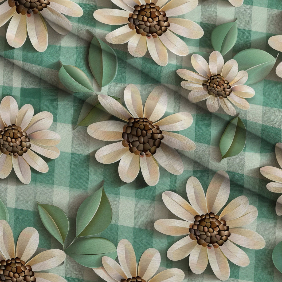 Gingham Daisies Pattern 11 Minky Fabric