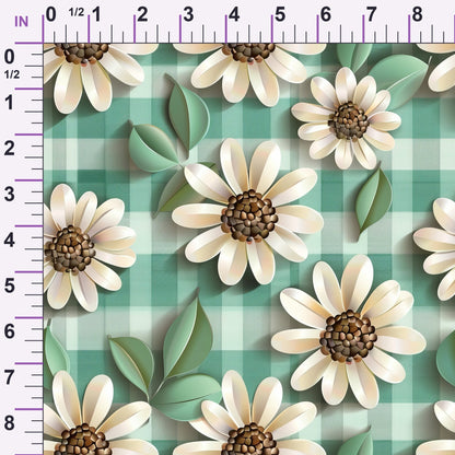 Gingham Daisies Pattern 11 Minky Fabric