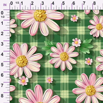 Gingham Daisies Pattern 12 Minky Fabric
