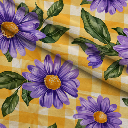 Gingham Daisies Pattern 13 Minky Fabric