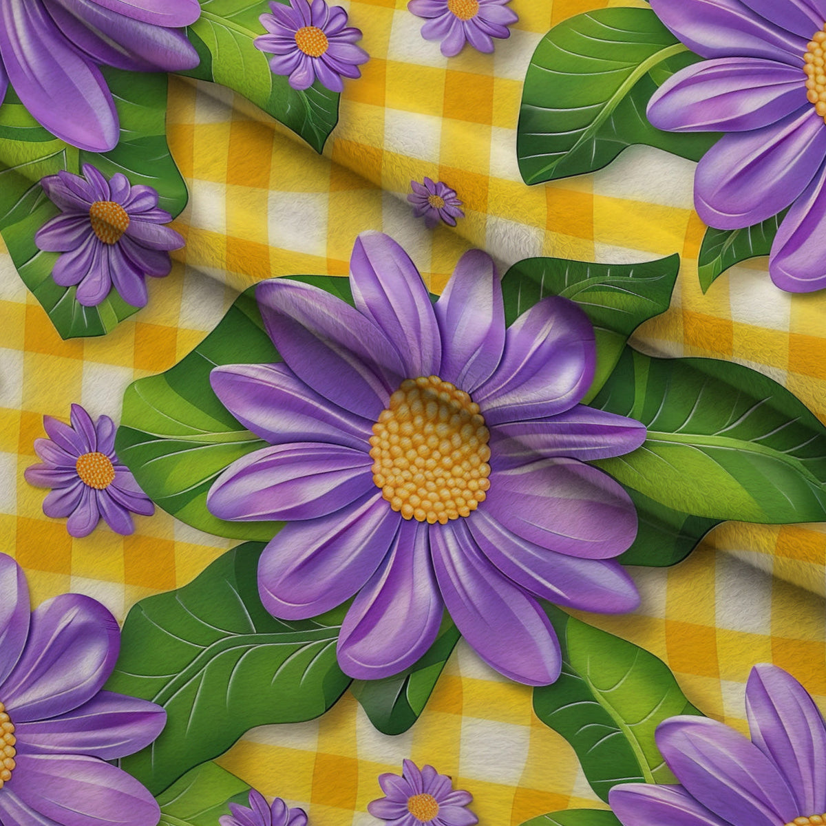 Gingham Daisies Pattern 14 Minky Fabric
