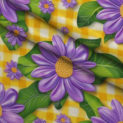 Gingham Daisies Pattern 14 Minky Fabric