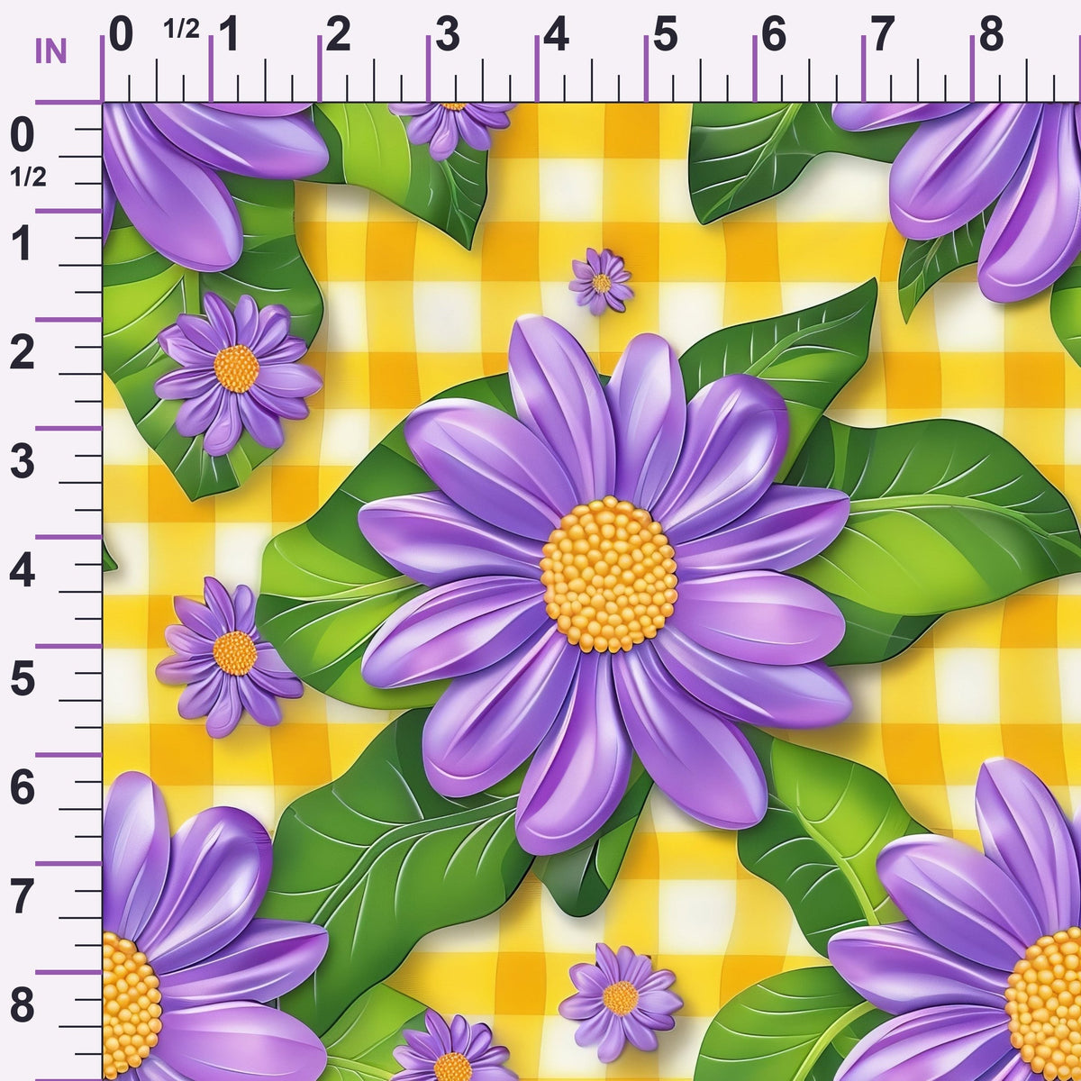 Gingham Daisies Pattern 14 Minky Fabric