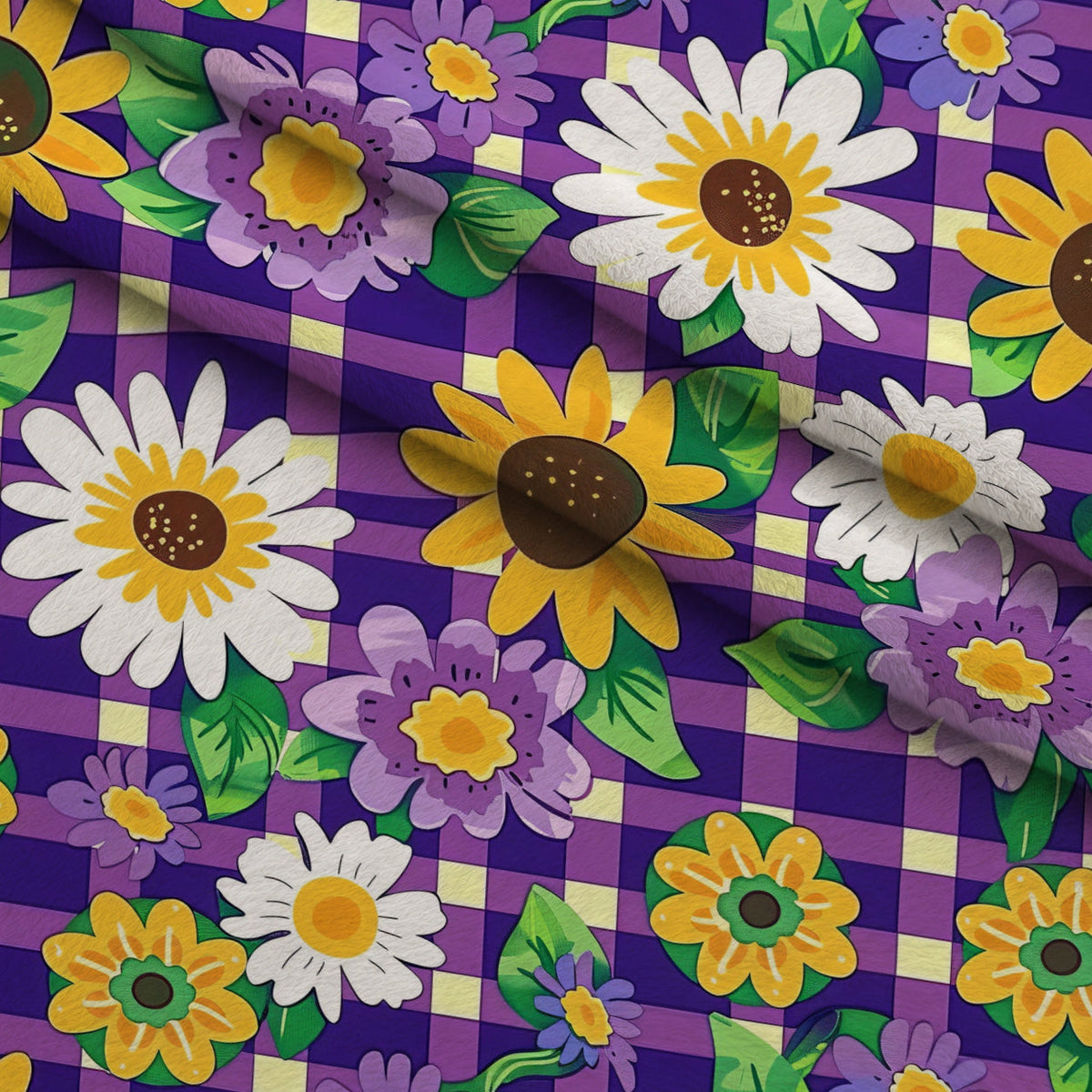 Gingham Daisies Pattern 16 Minky Fabric