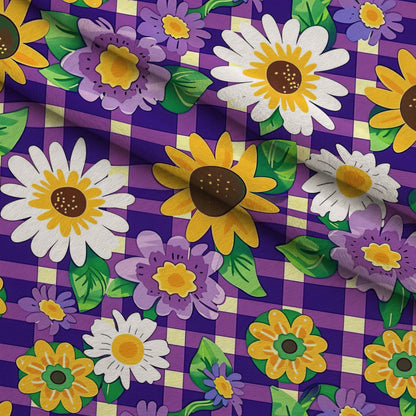 Gingham Daisies Pattern 16 Minky Fabric